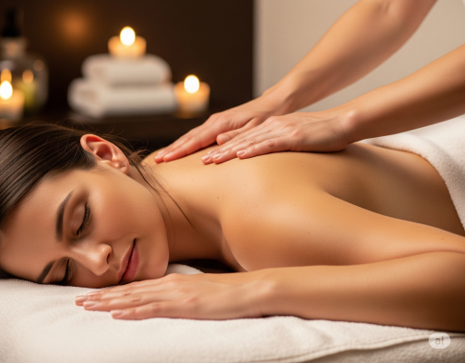 Mãos realizando massagem relaxante nas costas de uma pessoa